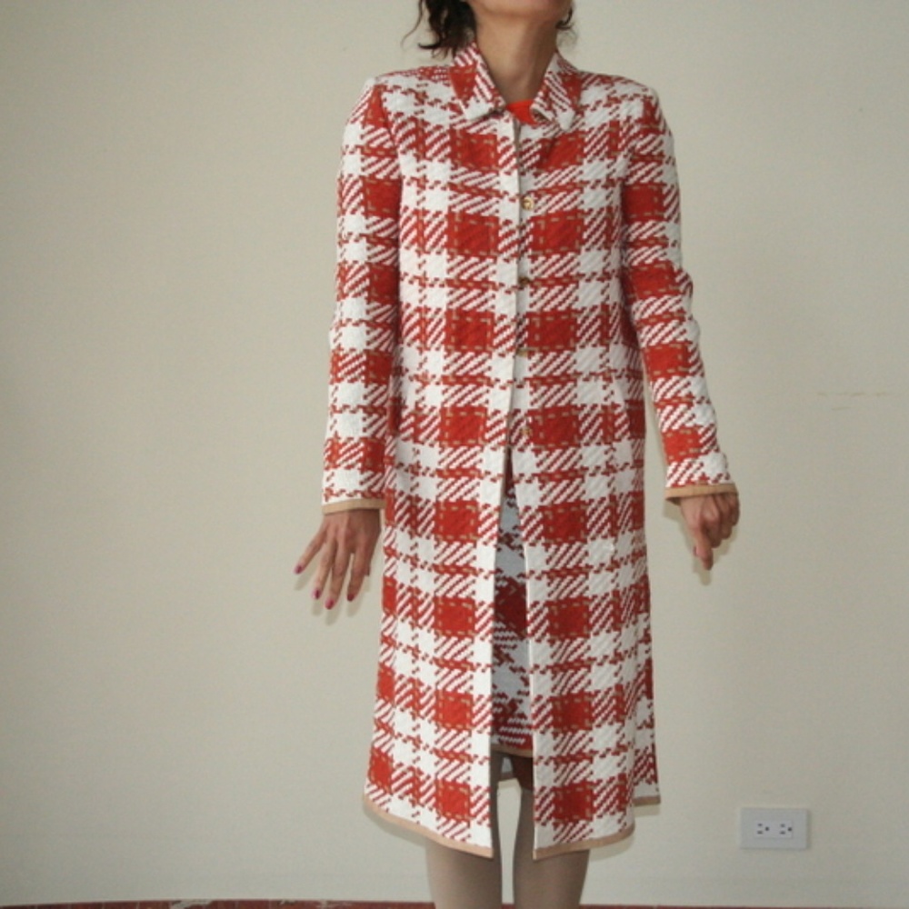Trussardi Orange woven Leather coat, Sz.S, mint